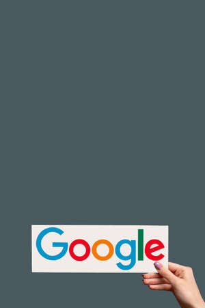 Kharkiv, Ukraine - June 05, 2020: Google logo. Software application. Internet commercial. Female...