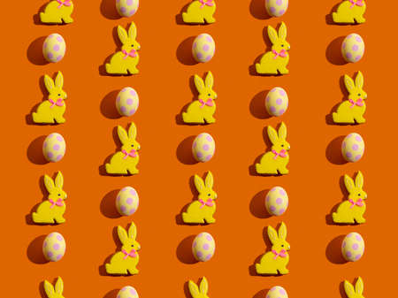 Rabbit pattern. Abstract background. Cute colorful design for children. Bright yellow spotted Easter...