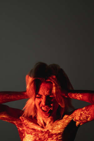 psychology disorder silhouette female portraitの写真素材