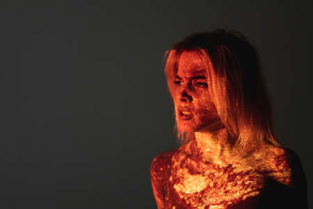 mental pressure silhouette female portrait panicの写真素材