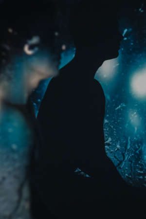 silhouette male portrait nature unity peacefulの写真素材