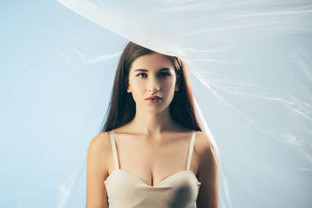 Beauty care. Aesthetic cosmetology. Plastic surgery. Art portrait of pretty woman with smooth...