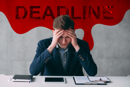 deadline stress professional fatigue business manの写真素材