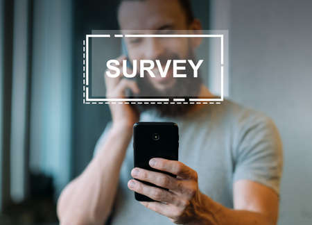 mobile survey client feedback satisfied customerの写真素材
