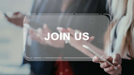 Online registration. Join us. Internet recruitment. Hiring team. Virtual community. Defocused...
