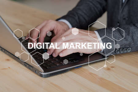 digital marketing seo research hands typing laptopの写真素材