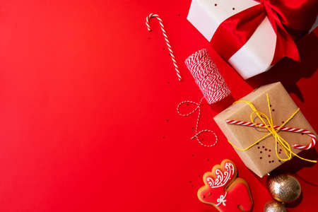winter holidays xmas background gift box deer red