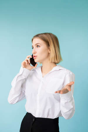 office routine business woman mobile communicationの写真素材