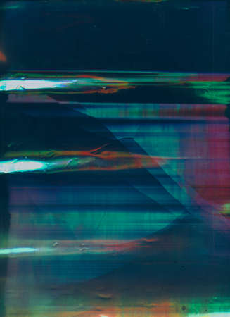 Screen damage. Digital glitch error. Colorful glow on teal blue background.