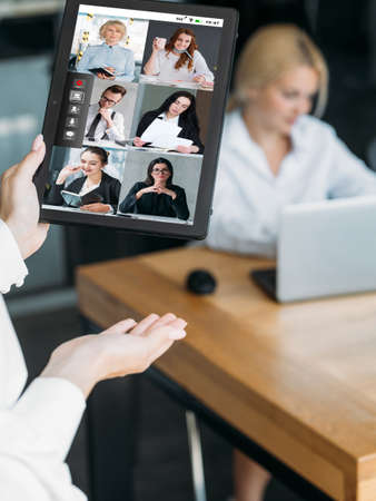 Online business event. Video call. Corporate telecommuting. Professional team working online...