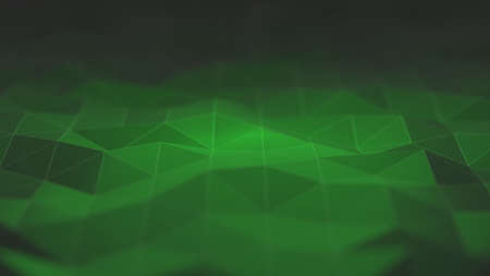 Triangle texture. Geometric background. Art ornament. Defocused green black color gradient polygonal...