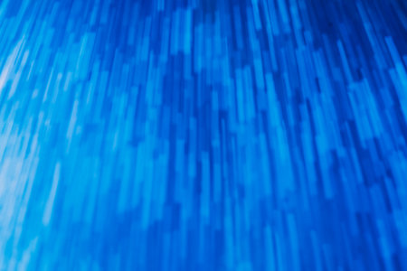 Blur neon glow. Luminous light flare. Fluorescent illumination. Defocused LED blue color rays motion...