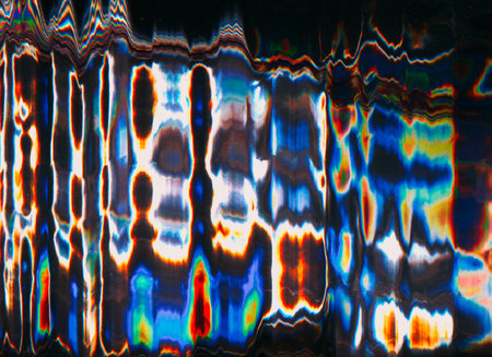 Neon noise. Glitch art. Static distortion. Fluorescent blue orange white color glow flare artifacts...