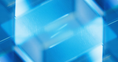 Neon glow reflection. Color light background. Fluorescent radiance. Defocused tranquil blue white gradient flare futuristic abstract copy space wallpaper for text.の写真素材