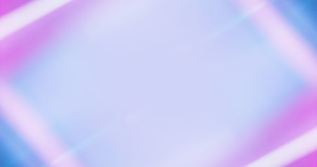 Neon light background . Blur glow frame. Futuristic illumination. Defocused purple blue color...