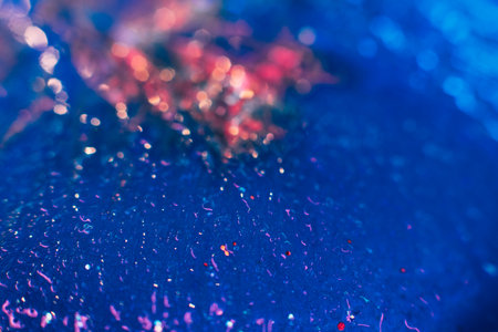 Creative paint art. Macro bokeh textured surface. Blue sparkling melting ice backgroundの写真素材