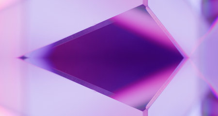 Neon glow reflection. Geometric abstract background. Ultraviolet radiance frame. Defocused digital lavender purple pink color light flare empty space wallpaper for text.の写真素材