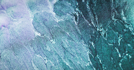 Glitter wave. Particles texture background. Sea foam. Green purple black white color grain splash...