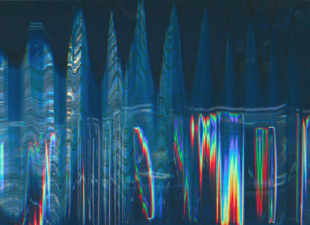 Distorted display. System breakdown. Multiple signal error lines.