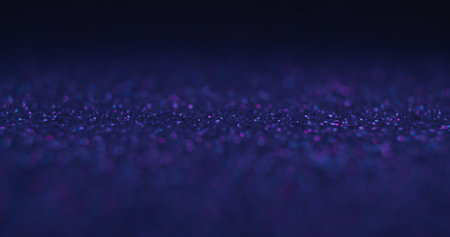 Neon bokeh light. Placement background. Futuristic flare. Defocused fluorescent purple blue color...