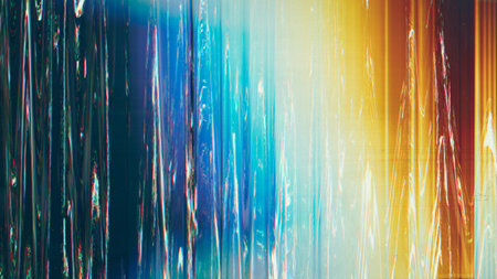 Glitch overlay. Distorted display. Multicolor striped gradient.の写真素材