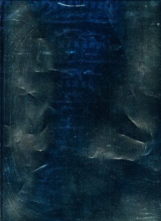 Dust scratches texture. Old film overlay. Dirty surface. Blue color grain on dark crumpled aged rough weathered grunge abstract background.の写真素材