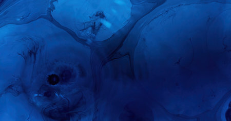 Paint water. Ink drop. Ripple texture. Fluid art. Dark blue black color wet oil liquid puddle...