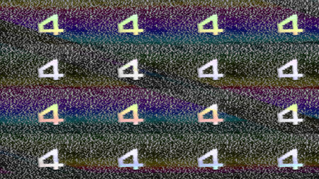 TV channel analog glitch. Signal interference. Pink yellow blue color VHS grain static noise...