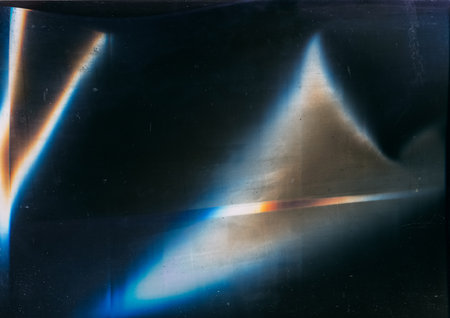 Distressed glass. Dust scratches. Old film overlay. Blue orange flare dirt rust stains noise on dark...