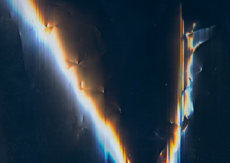 Weathered texture. Distressed film. Used surface. Blue orange color glow dust scratches noise on...