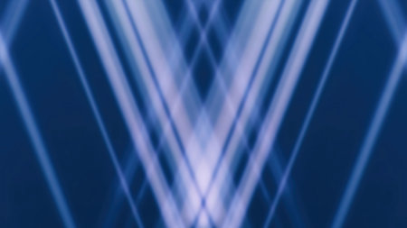 Blur lines abstract background. Futuristic design. Defocused blue color glowing diagonal crossed stripe texture modern geometric illustration.の写真素材