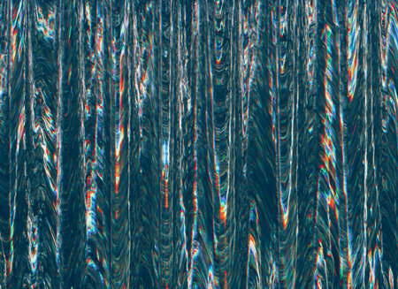 Distortion background. Glitch texture. Static noise. Blue red color pixel artifacts on dark black...