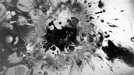 Ink stains. Grunge water. Dark dirty gray liquid splash spreading fluid splatters abstract background creative illustration.の写真素材