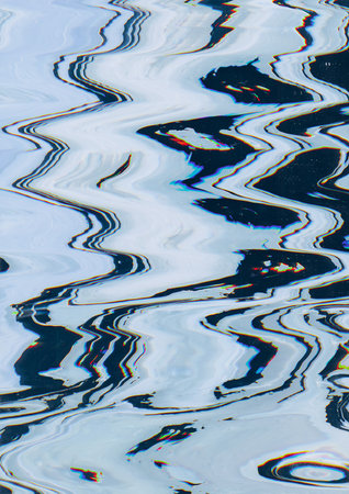 Wave glitch. Distortion art. Abstract pattern. Digital background with dark light vibration design with neon noise effect texture.の写真素材