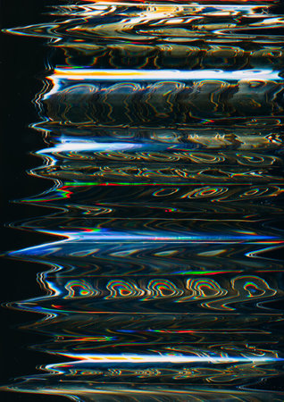 Signal distortion. Glitch noise. Digital background. Colorful blue green blurred lines noise texture...