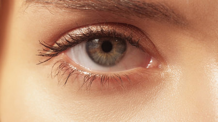 Vision correction. Laser surgery. Sight ophthalmology. Macro of female woman detailed open clear...