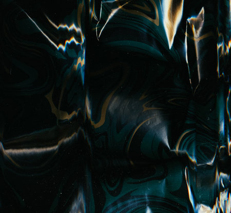 Glitch light. Overlay glow. Distortion noise display. Colorful gradient flare design with crumpled imitation texture on black background.の写真素材