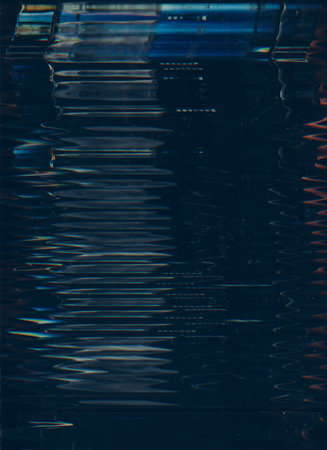 Glitch noise overlay. Distortion texture. Digital artifacts. Blue orange color fuzzy lines dust...