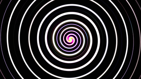 Psychedelic background hypnotic white spiral blackの写真素材
