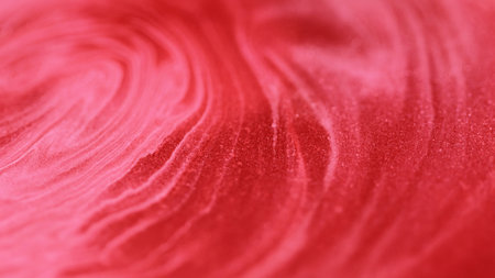 Blur glitter swirl. Paint wave. Defocused red pink color shimmering shiny texture ink fluid blend...