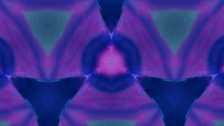 Abstract kaleidoscopic dynamic blend of purple blue geometric shapes pattern art illustration...