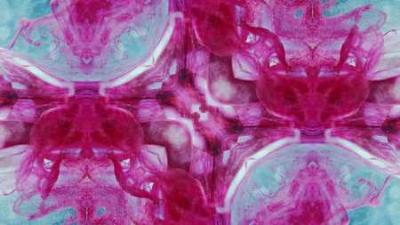 Abstract symmetrical design in pink blue colors modern art creative fractal illustration abstract...