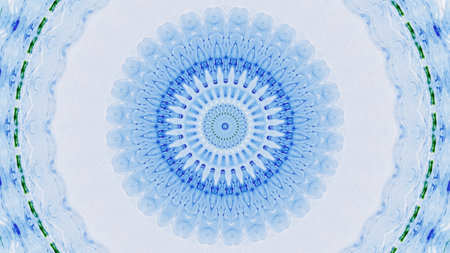 Intricate patterns of mesmerizing blue mandala for meditation and relaxation kaleidoscope art illustration abstract background.の写真素材