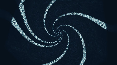 Hypnotic spiral pattern with blue grain noise texture on dark decorative art illustration abstract...