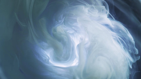 Silk cloud. Smoke swirl. Defocused blue white color glowing mist floating paint water mix ethereal...