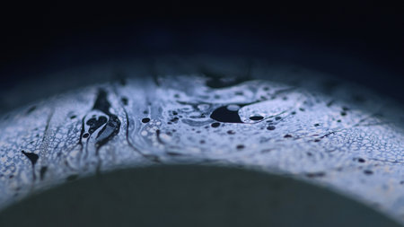 Glowing tracery. Brilliant kaleidoscope. Bright white black blue shining talented painting on abstract art background with free space.の写真素材