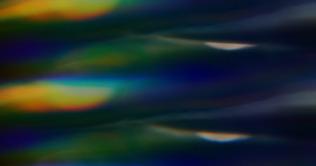 Blur beam. Sparkle background. Defocused leak blue yellow multicolor rays rainbow flickers gradient...
