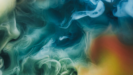 Colorful fume. Defocused flow. Mystic ink spill abstract liquid background. Art swirl paint smoke...