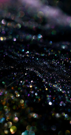 Glitter flare. Sparkling light. Defocused yellow green golden color shimmer illumination magic...