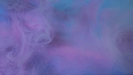 Paint vapor. Fantastic smoke. Defocused pink purple blue multicolor glow ink texture sparkle flow on...